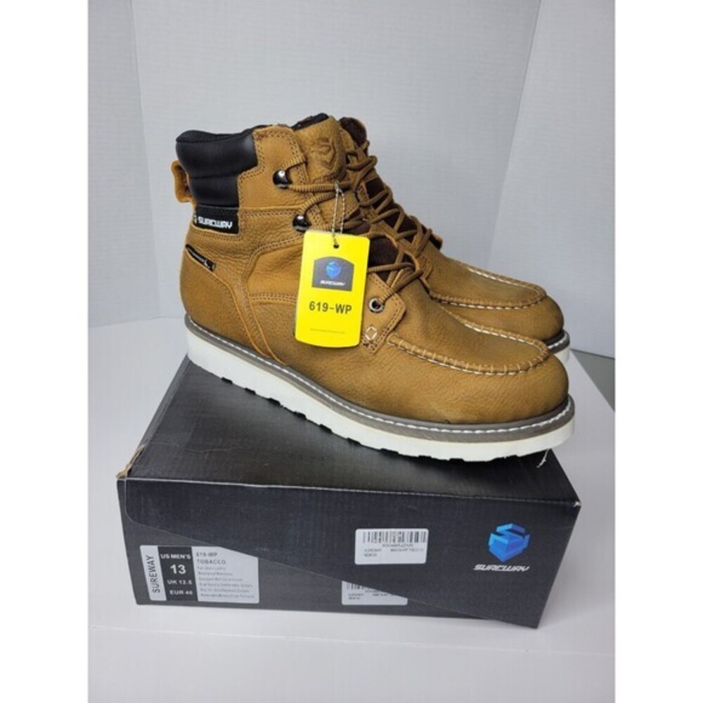 SUREWAY 6" Men's Heavy Duty Leather‎ Soft Toe Work Boots Brown Size 13 US